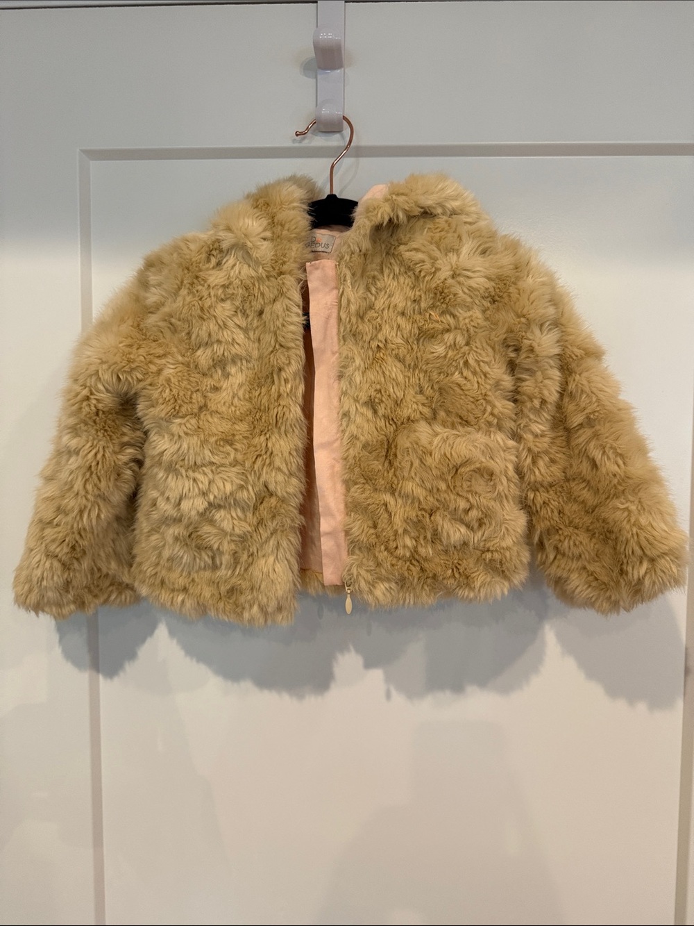 Kids Cream Faux Fur Pea Coat - Unbranded